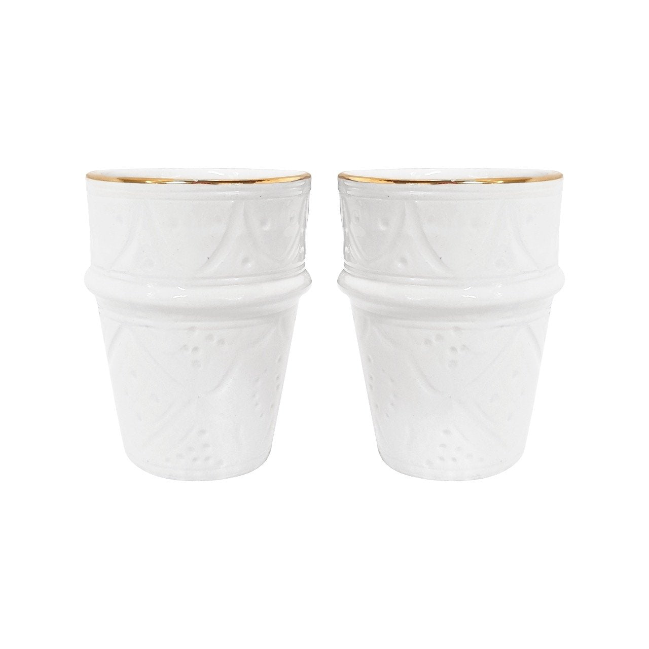 BELDI CERAMIC EMBOSSED CUPS WHITE - Troussi