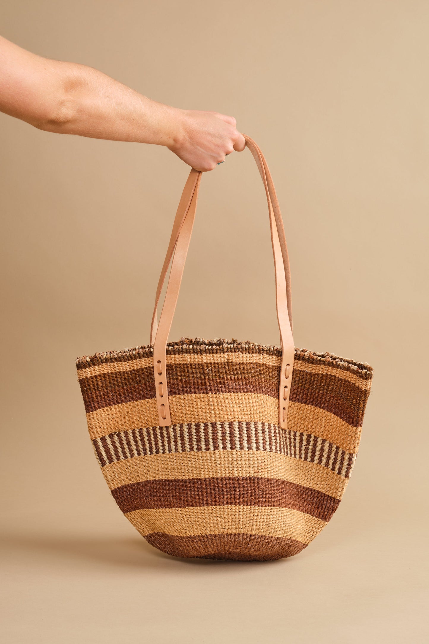 Peach Sisal Basket Bag