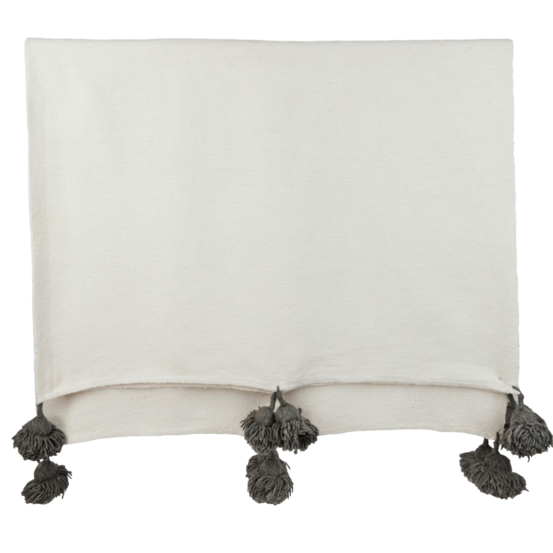 Pom Pom Blanket Ivory/Ash - Troussi