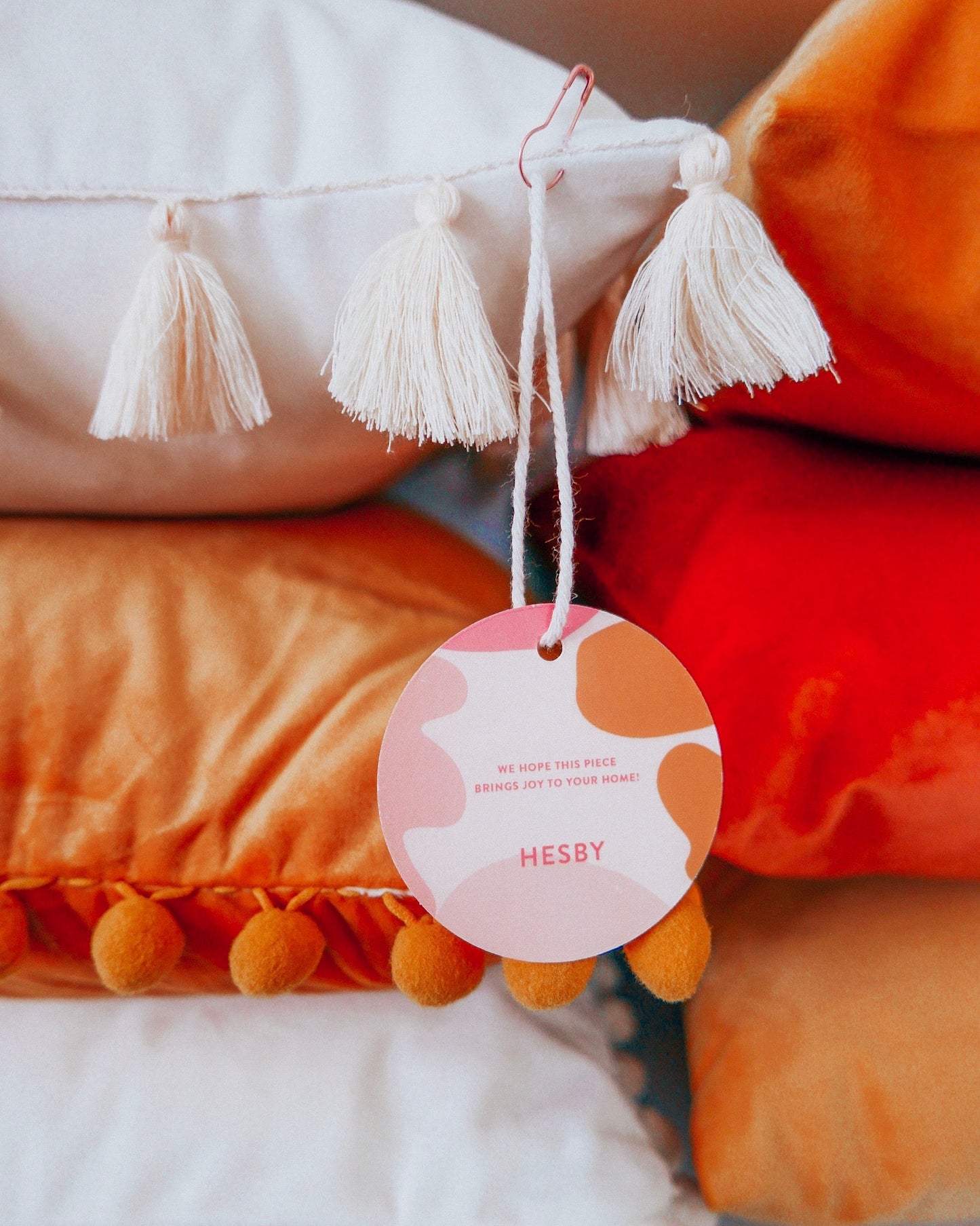 Cream Fringe Velvet Pillow