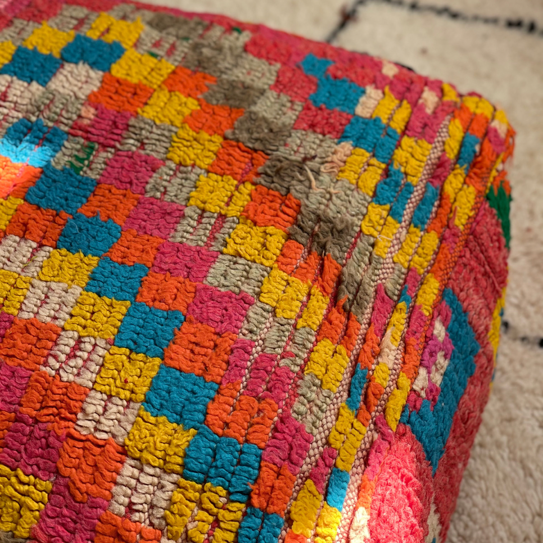 Vintage Berber Pouffe - 113 - Troussi