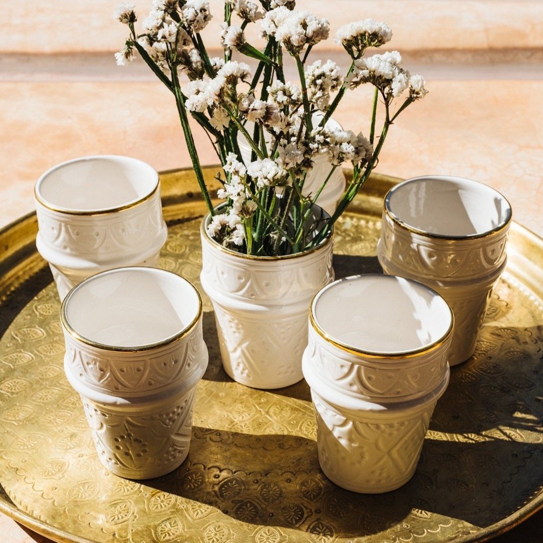 BELDI CERAMIC EMBOSSED CUPS WHITE - Troussi
