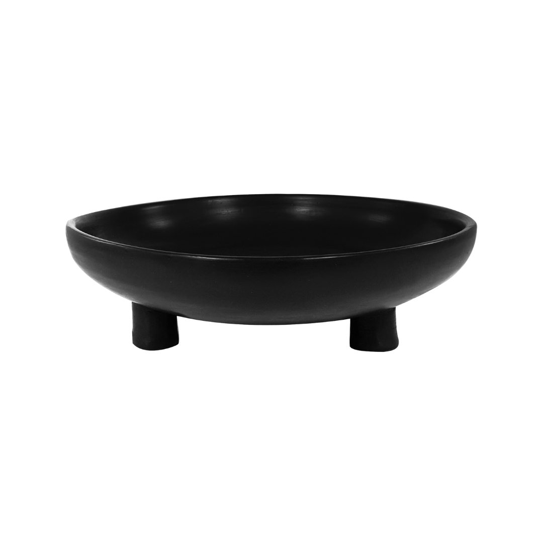 Tadelakt Tripod Fruit Bowl Black - Troussi