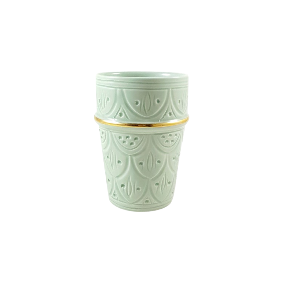 BELDI CERAMIC EMBOSSED CUPS PISTACHIO - Troussi