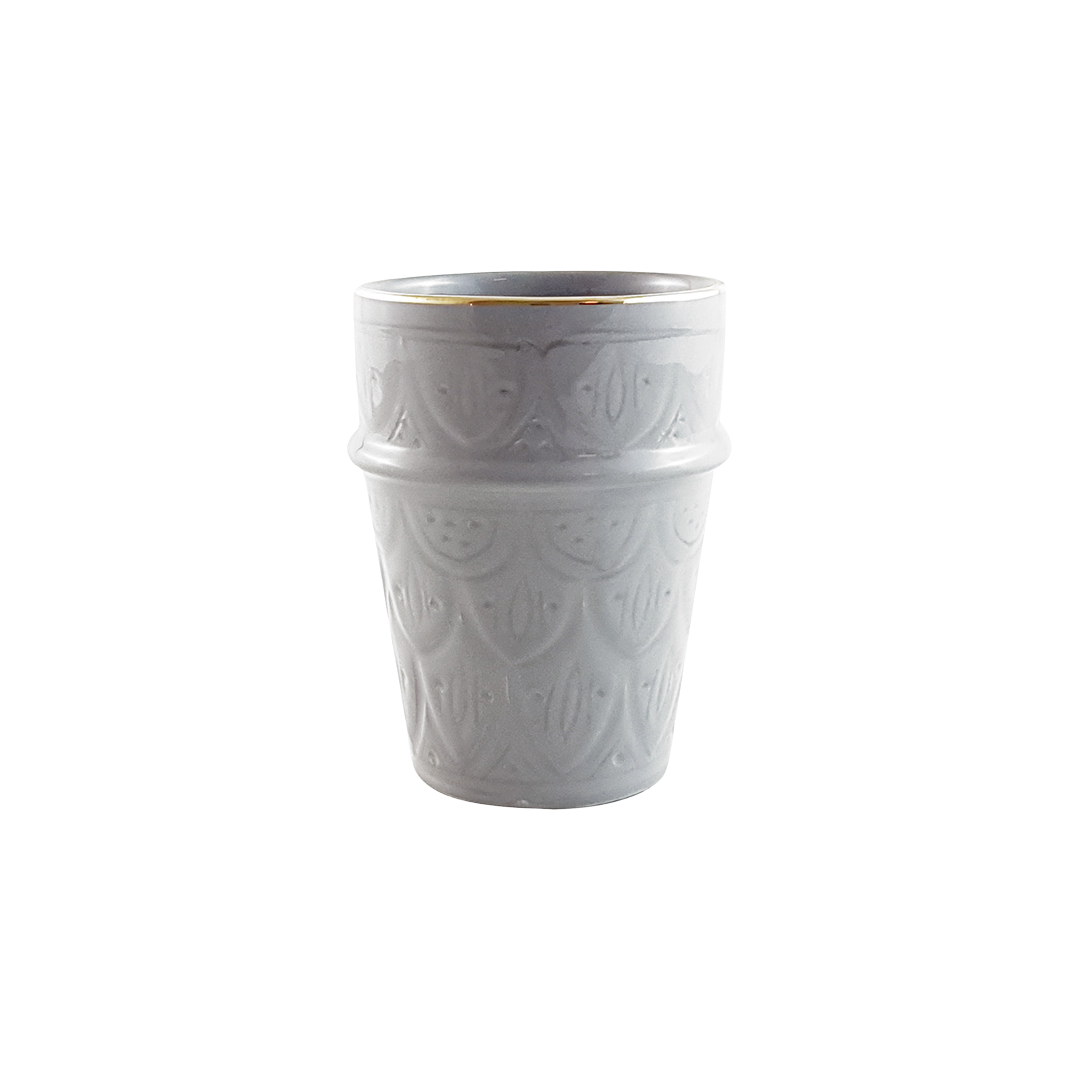 BELDI CERAMIC EMBOSSED CUPS LIGHT GREY - Troussi