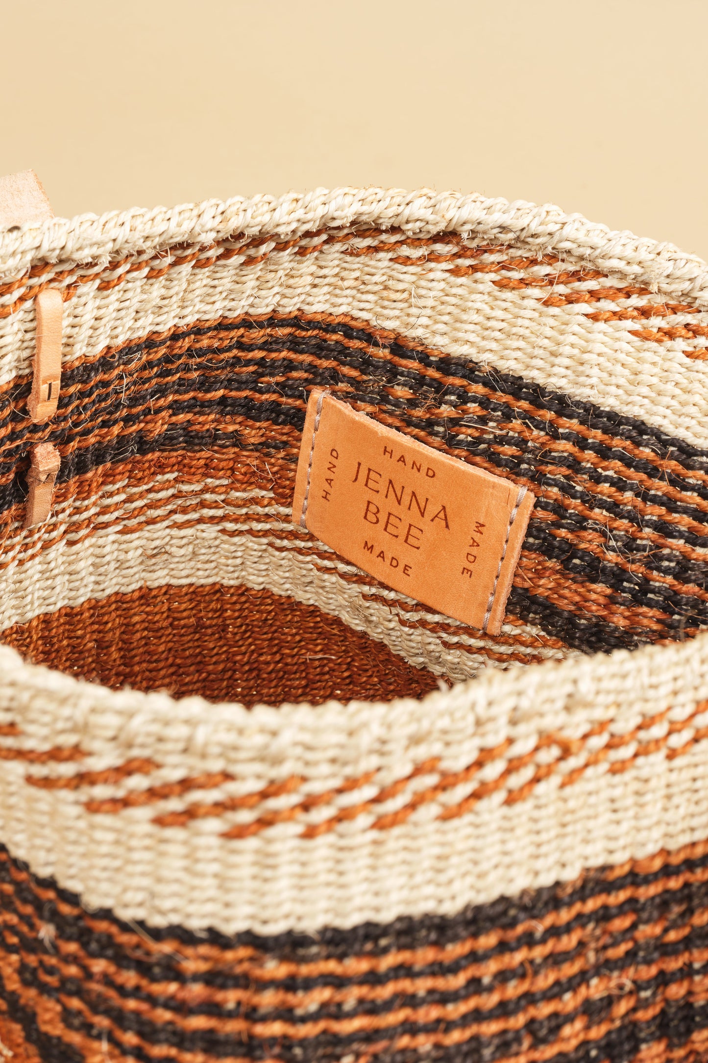 Medium Brown Stripes Sisal Basket Bag