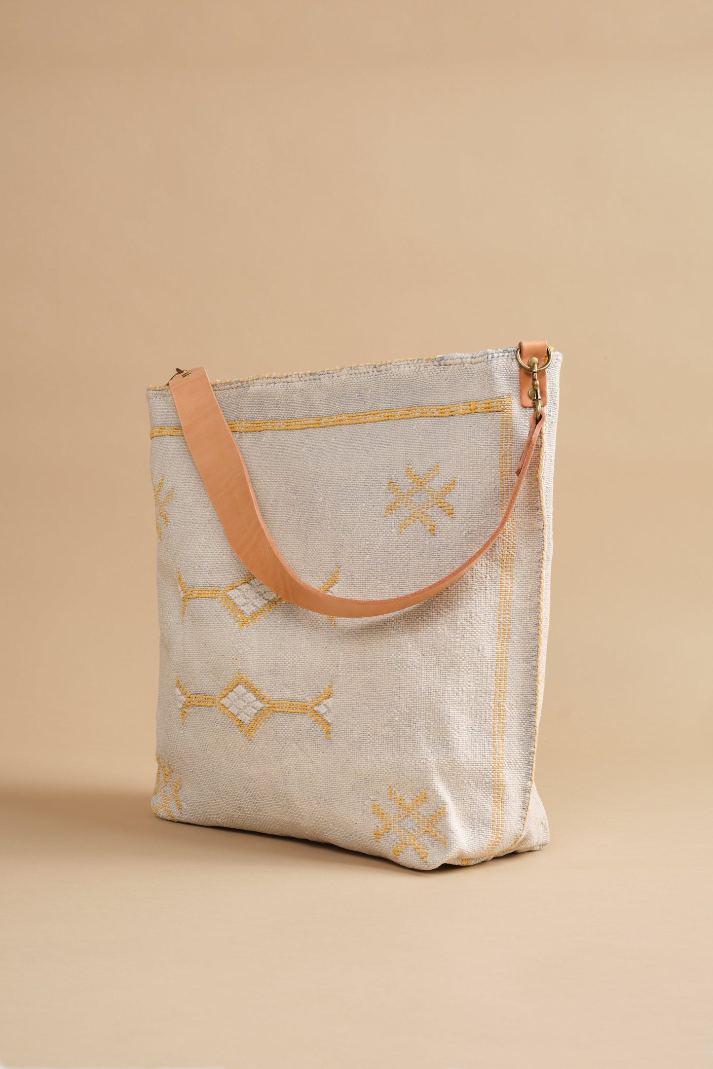 Cream Moroccan Cactus Silk Tote