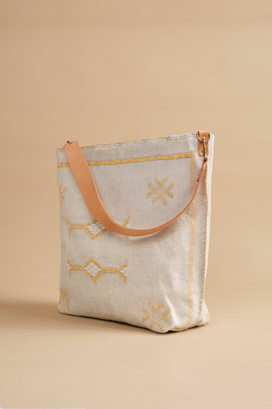 Cream Moroccan Cactus Silk Tote