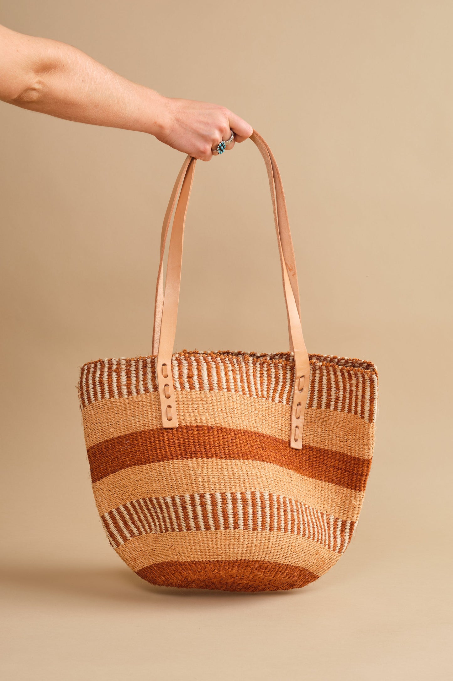 Peach Sisal Basket Bag