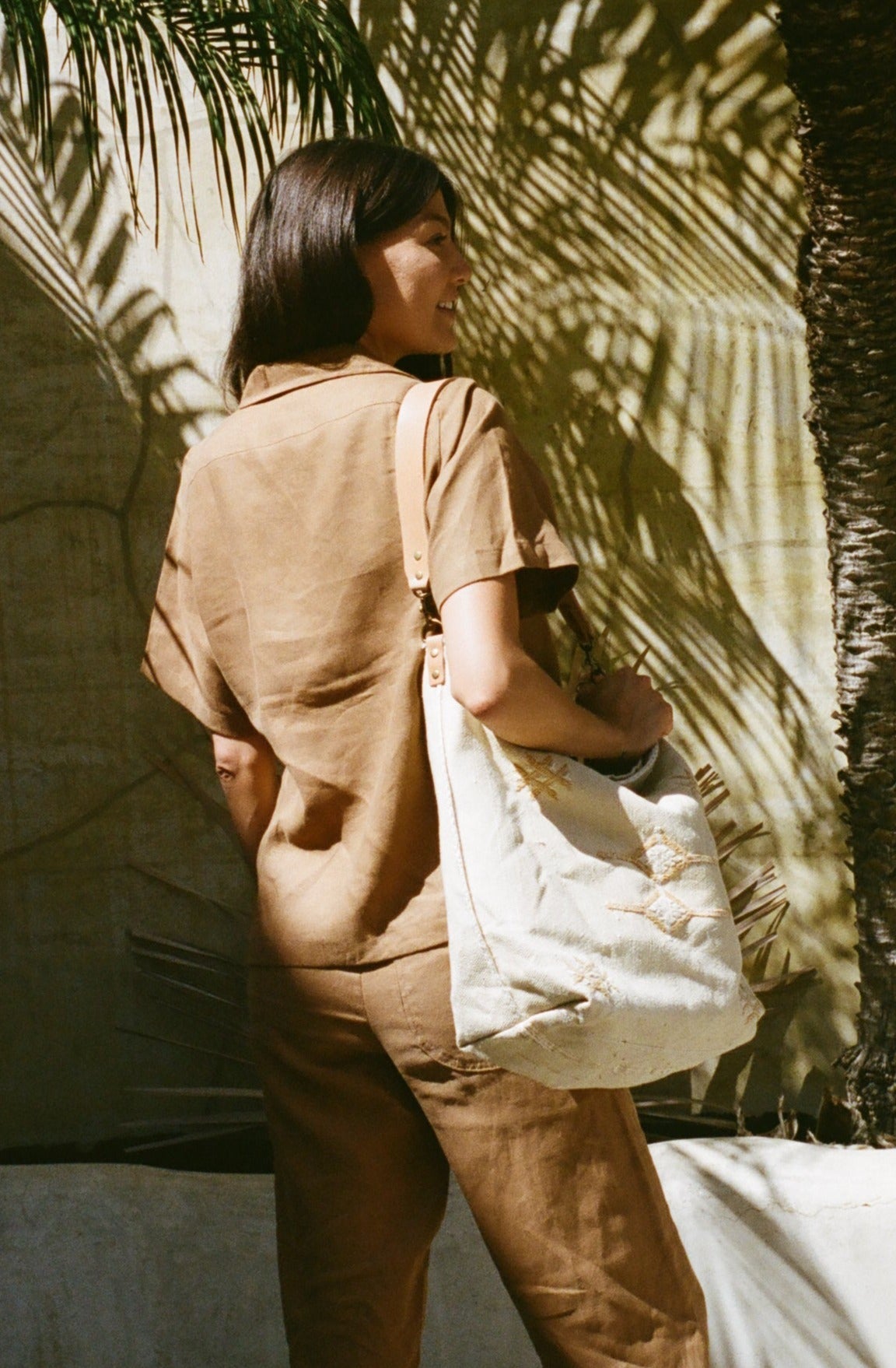 Cream Moroccan Cactus Silk Tote