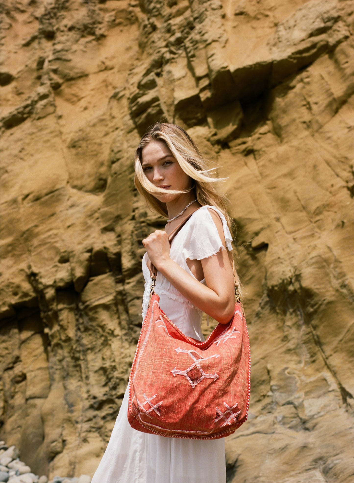 Coral Moroccan Cactus Silk Tote