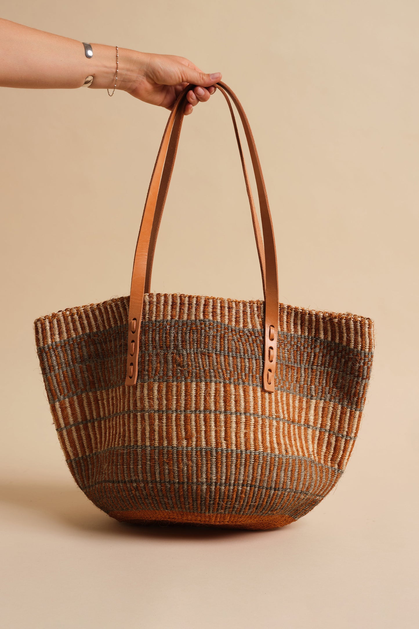 Blue Stripes Sisal Basket Bag