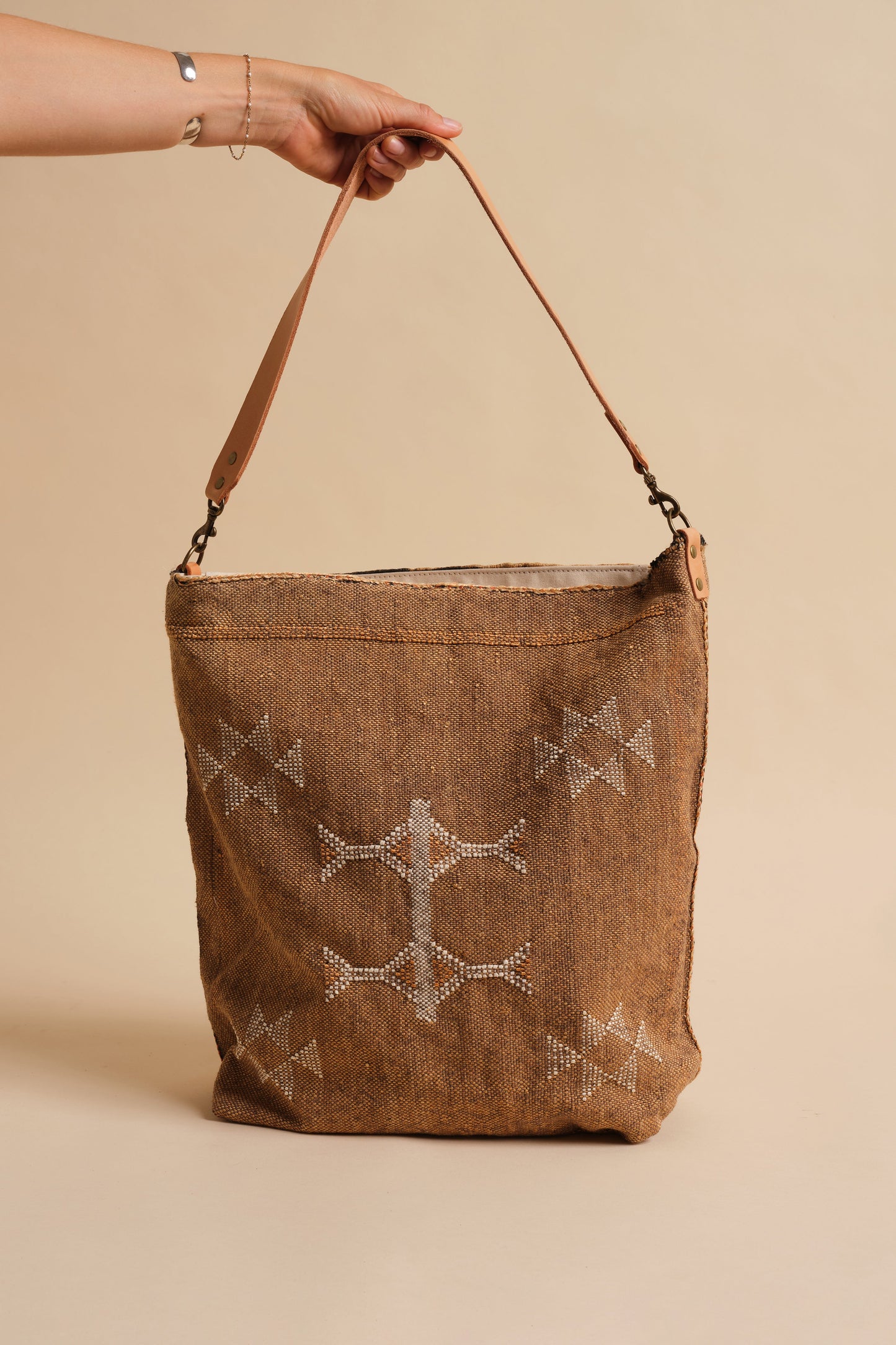 Brown Moroccan Cactus Silk Tote
