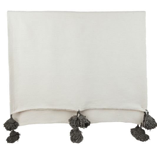 Pom Pom Blanket Ivory/Ash - Troussi