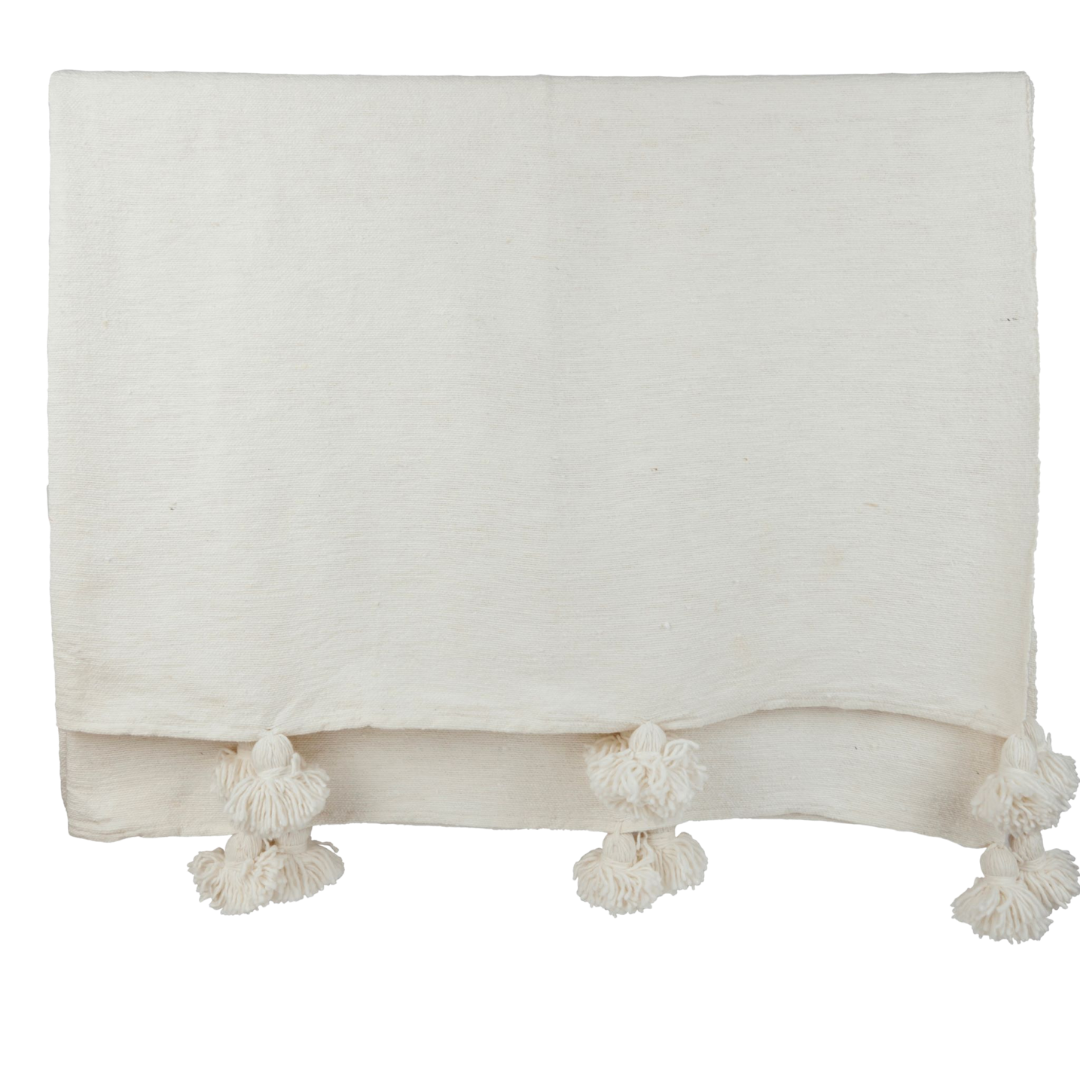 Pom Pom Blanket Ivory Large