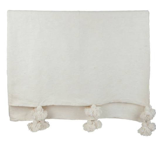 Pom Pom Blanket Ivory Large