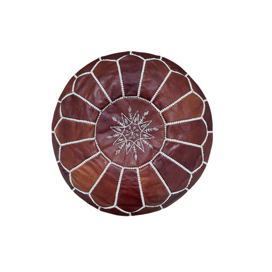 Leather Pouffe - Argan - Troussi