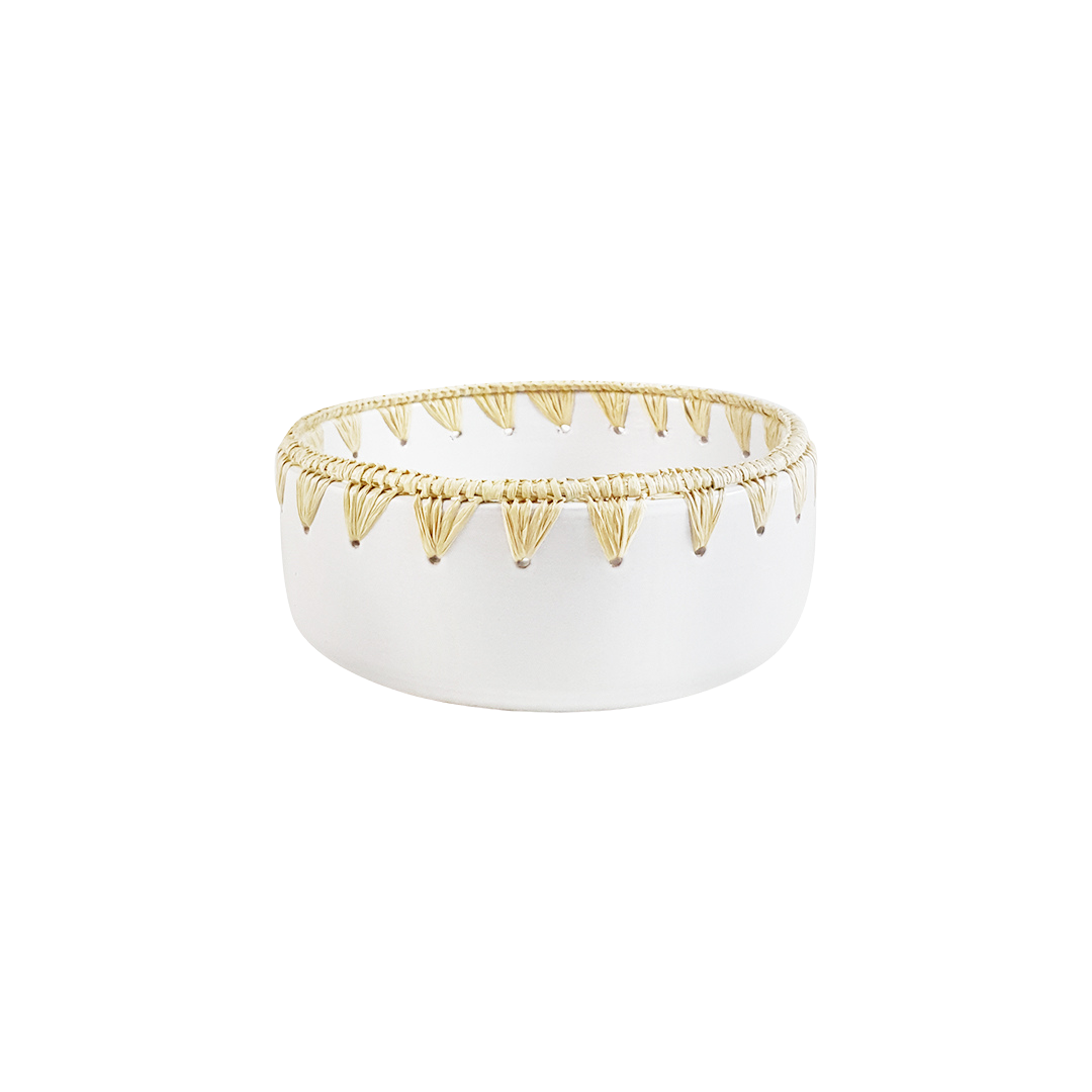 Raffia Straight Salad Bowl White - Troussi