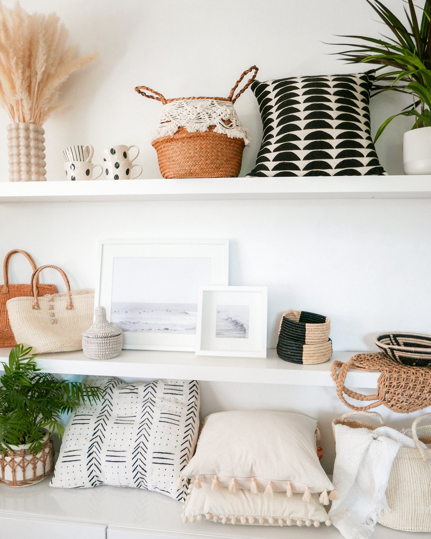 Cream Fringe Velvet Pillow