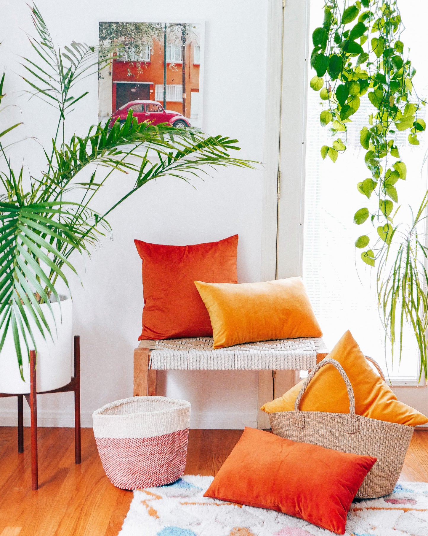 Rust Velvet Lumbar Pillow