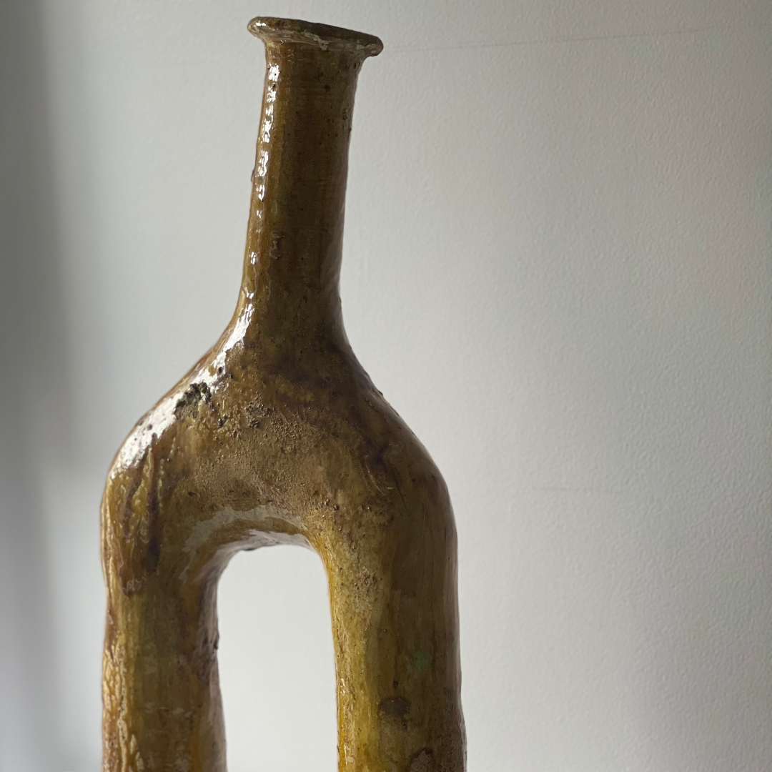 Sculptural Tamegroute Candle holder Ochre - Troussi