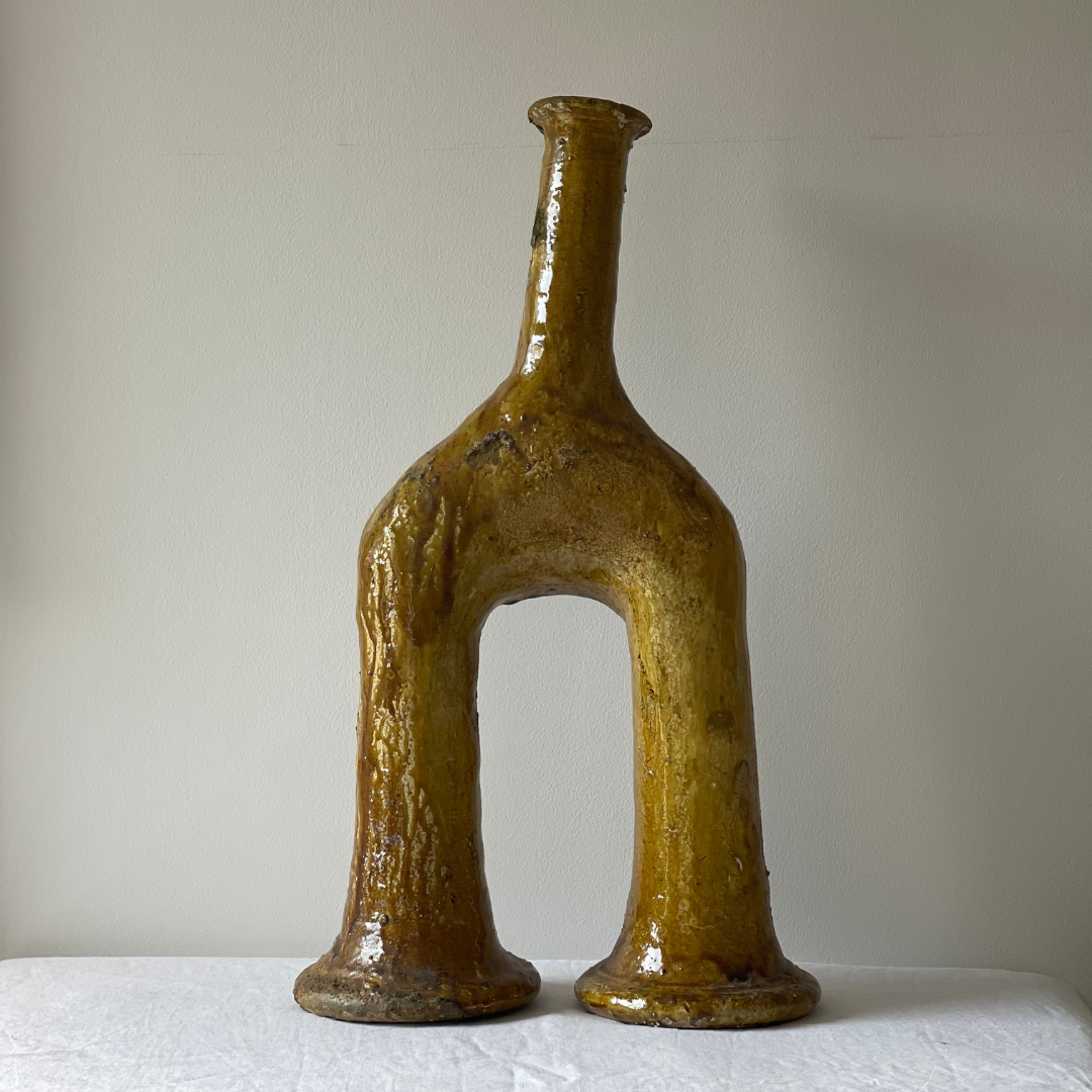 Sculptural Tamegroute Candle holder Ochre - Troussi